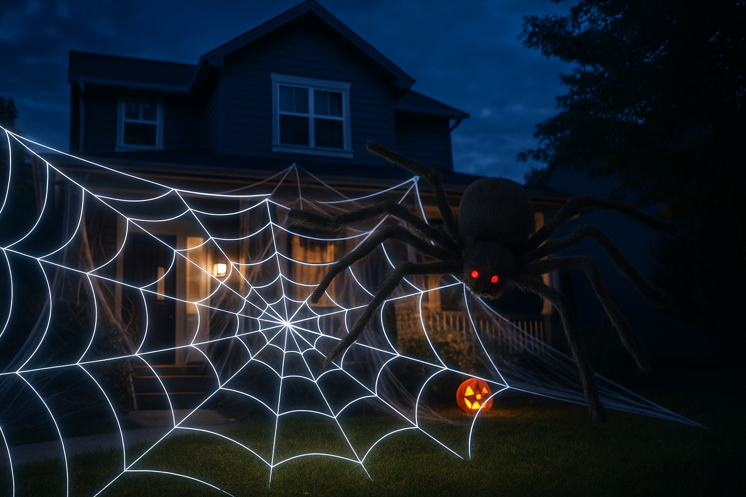 Create a Spooktacular Yard with a Giant LED Spider Web
